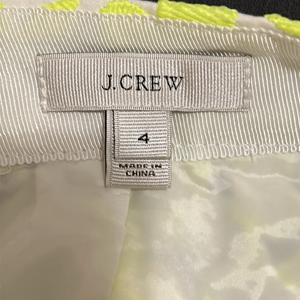 J. Crew neon yellow embroidered floral mini skirt- NWOT Sz 4